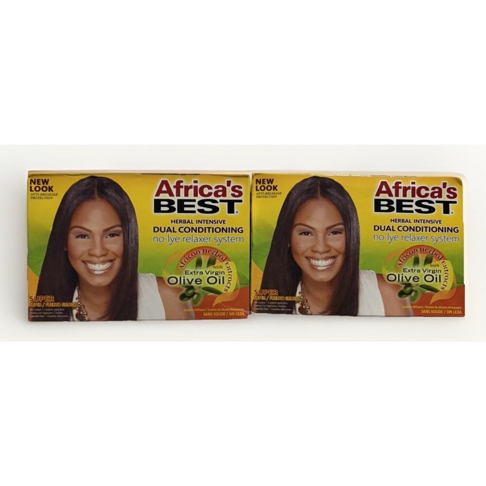 Africa’s Best No-Lye Relaxer System Super Olive Oil Herbal Intensive 2 Pack